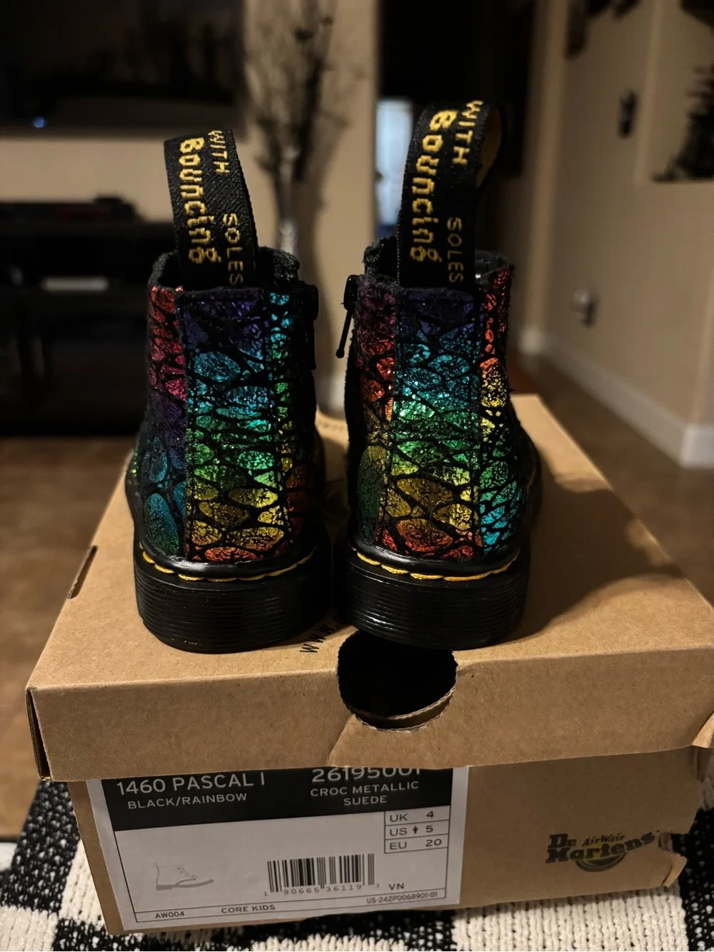 Dr martens 1460 pascal rainbow croc metallic suede boots 5